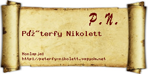 Péterfy Nikolett névjegykártya